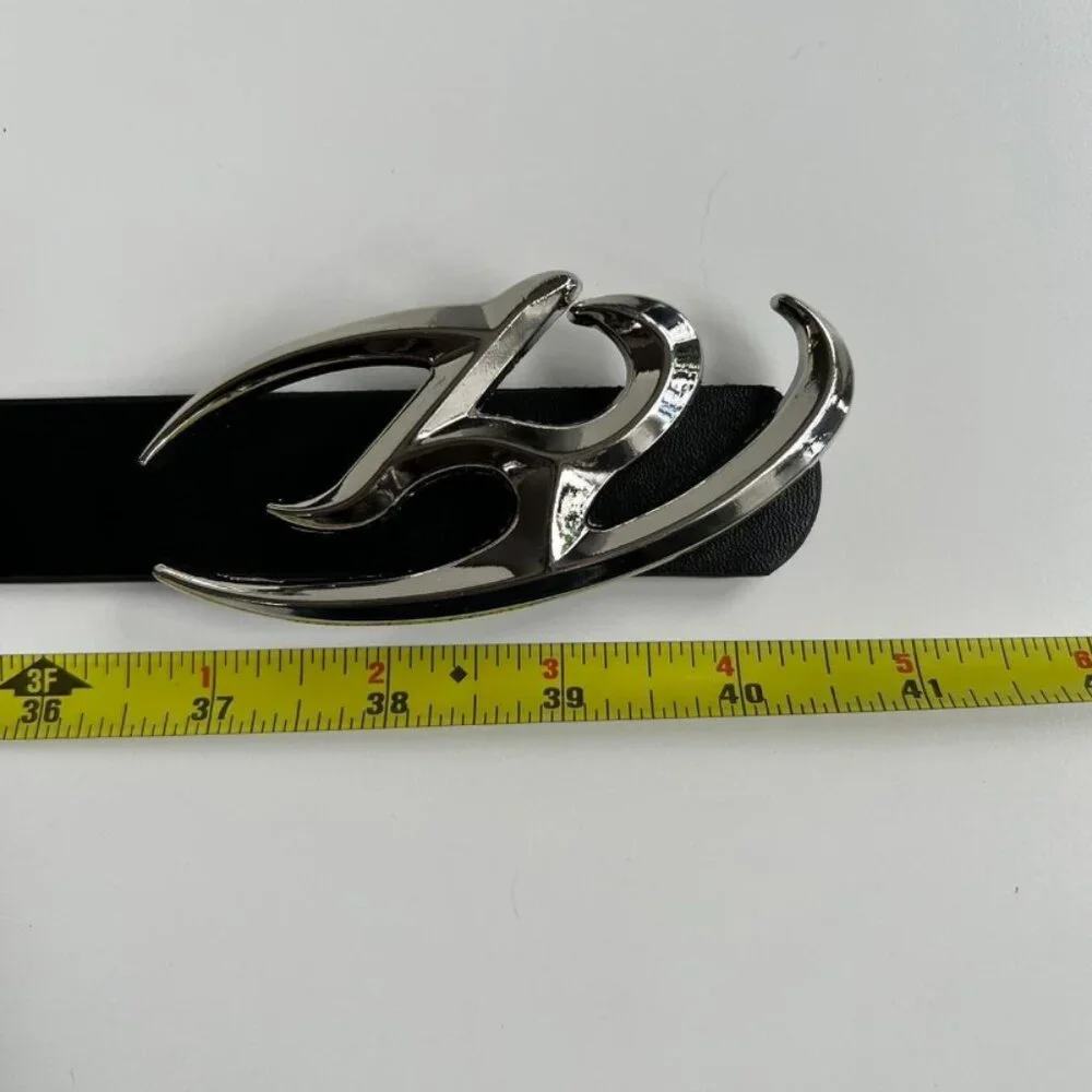 y2k 2000s chrome star futuristic emblem black and silver grunge emo belt - Picture 8 of 8